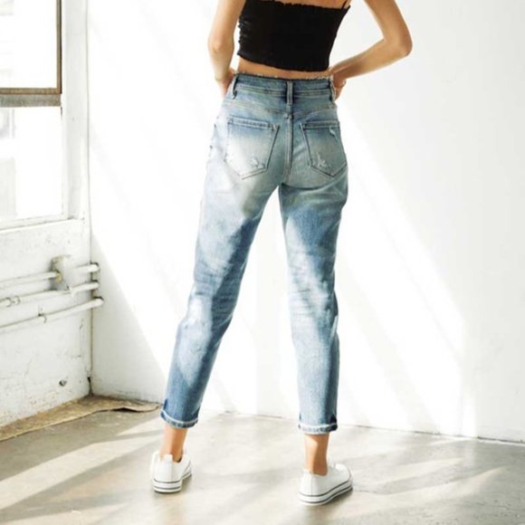 KanCan - High Rise Distressed Mom Jeans, - Picture 2 of 3